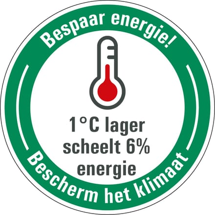 Energie besparen sticker verlaag temperatuur 150 mm