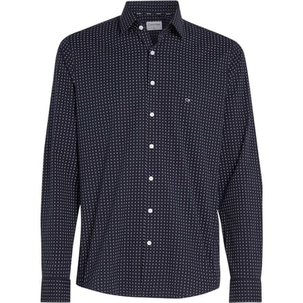 Calvin Klein Heren Microprint Poplin Slim Fit Langarmshirt (Blauw)