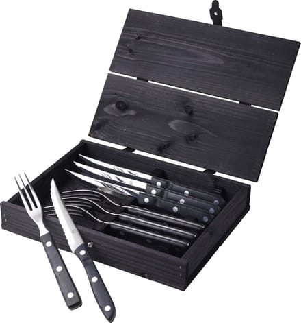 Gense Old Farmer Black Steakbestek 8 delen Zwart/Staal