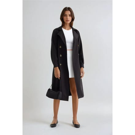 Dubbelzijdig Gordijn Trenchcoat met Ceintuur