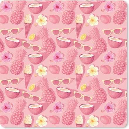 Muismat 20x20 cm - Mousepad Zomer - Roze - Patroon - Muismatten