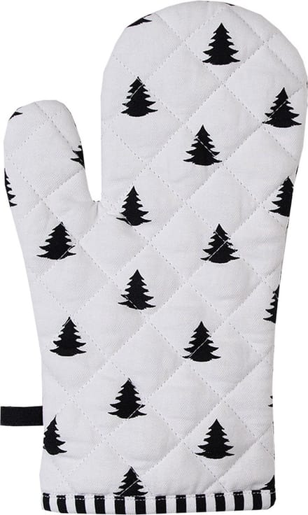 Clayre & Eef Ovenwant 18x30 cm Zwart Wit Katoen Kerstboom