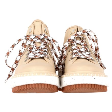 Chloé Lilli Nubuck Platform Enkellaarsjes in Beige Schapenvacht