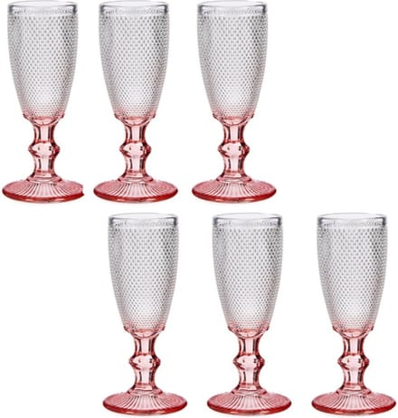Vivalto - Luxe Champagneglazen Monaco serie set 12x op roze voet 180 ml