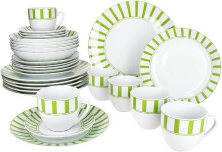 MamboCat 30-delig combinatieservies SPLIT GREEN porselein 6 personen
