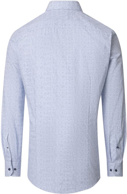 VENTI modern fit overhemd - popeline - wit met blauw dessin - Strijkvrij - Boordmaat: 39