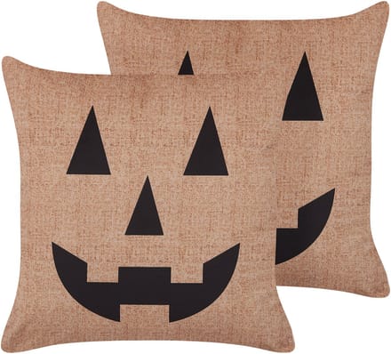 SEBES - Sierkussen set van 2 - Beige - 45 x 45 cm - Fluweel