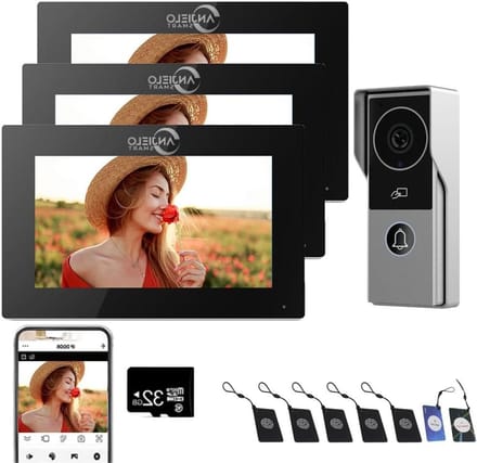 Video Intercom - Beveiligingssysteem Deur - Woning Beveiligen - Dubbele Deur Ontgrendeling - 7 Inch Touchscreen - Zwart