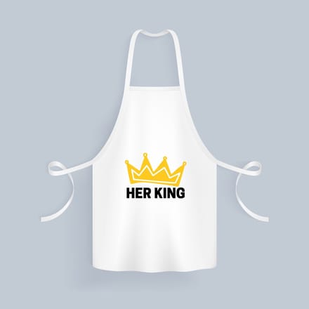 Akyol - her king Keukenschort - Verjaardag - haar - hem - grappige tekst - 82 bij 71 cm