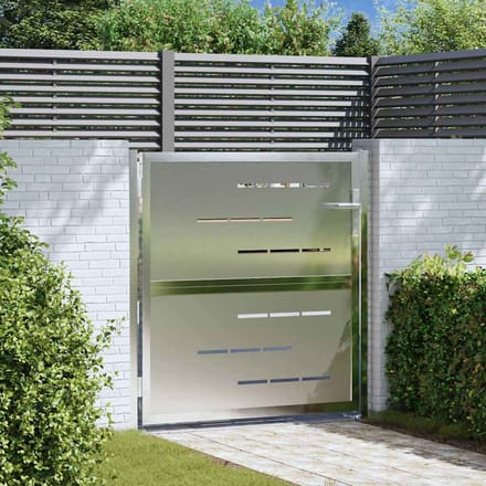 vidaXL - Tuinpoort - met - slot - Zilver - 85 - x - 97 - cm - Roestvrij - staal