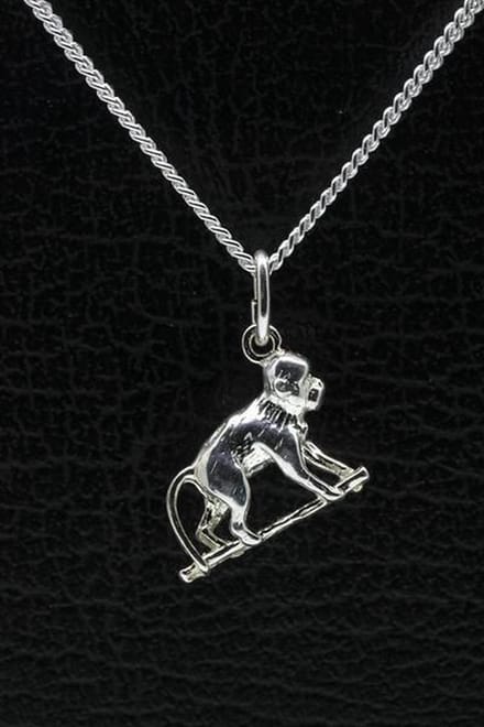 Zilveren Aap ketting hanger - 2