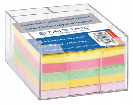 Starpak - Kubus: Plastic notitiehouder - Veelkleurig - 85x85x50 mm