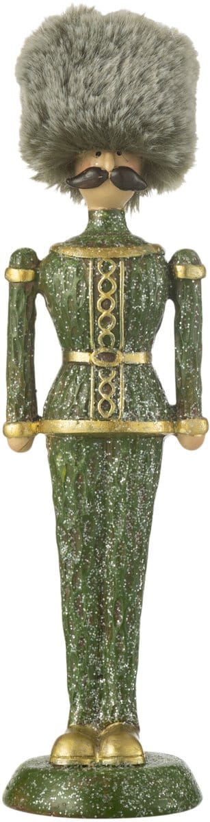 J-Line figuur Notenkraker Bont Hoed Glitter - polyresin - groen - medium