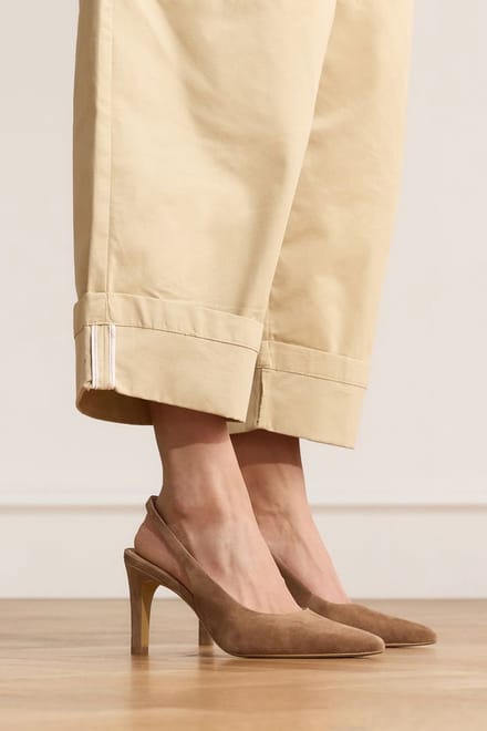 Manfield - Dames - Bruine suède slingbacks - Maat 41