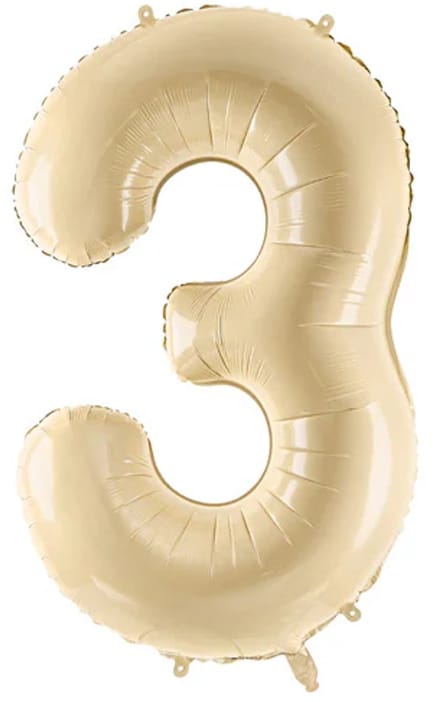 3 Jaar Cijfer Ballon Beige Leeg 72cm
