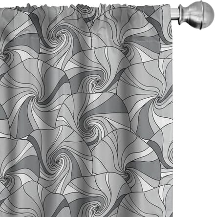 ABAKUHAUS Grijze gordijnen – Doodle Cirkel – 2x75x225 cm – Microvezel