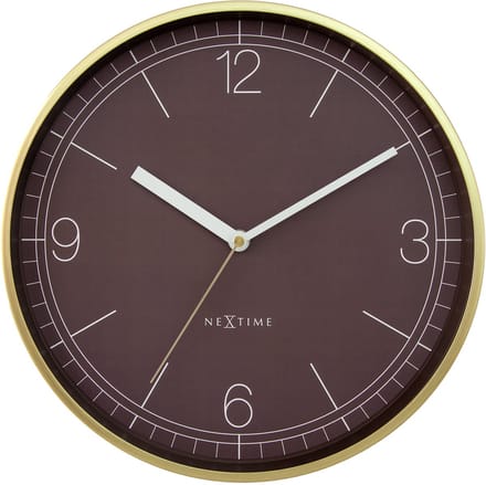Wandklok 30cm-Silent-Gold/Chestnut-Aluminium-NeXtime 'Nova'