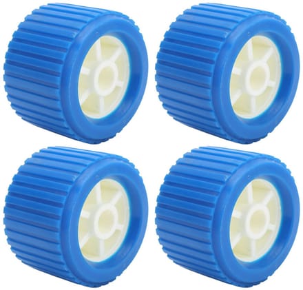 VT Goods - Boottrailer Wobble Roller Kit - 4 delige set - Robuuste kwaliteit - 4.3in diameter - Ideaal voor boot trailers - Blauwe rollers - Geschik...