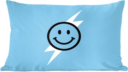 Sierkussens - Kussentjes Woonkamer - 50x30 cm - Smiley - Blauw - Bliksem