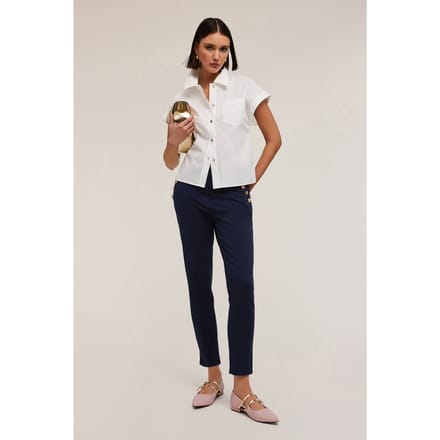 Motivi Regular Trousers With Metal Buttons Blue Maat: 40 | Skinny Broeken Outlet | Dames | Blauw