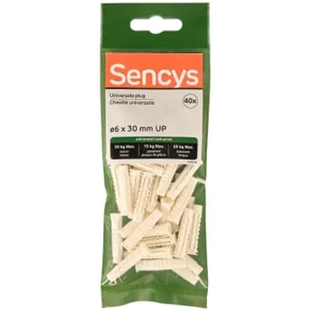 Sencys Universele Plug Nylon - Diam. 6x30mm - 40 Stuks