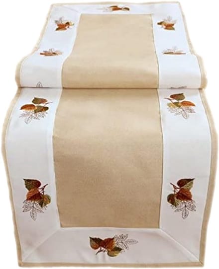 Tafelloper 40 x 90 cm met borduurwerk bladeren herfst winter