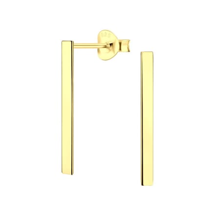 Joy|S - Zilveren Bar/ Staaf oorbellen - 2 x 20 mm - gold plated