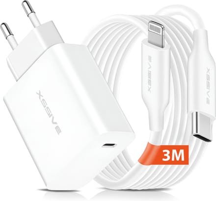 Snel Lader Geschikt voor Apple Lightning, iPhone Snellader - 3 Meter