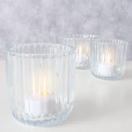 Theelichthouder glas transparant set a 3