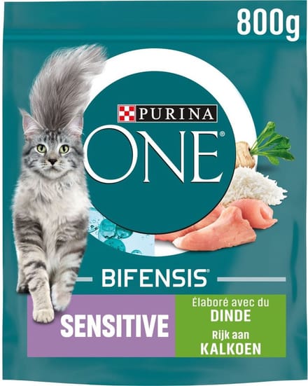 Purina One Sensitive - Kalkoen/Rijst - Kattenvoer - 4x 800 g