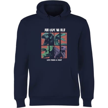Jurassic Park World Four Colour Faces Hoodie - Navy - S