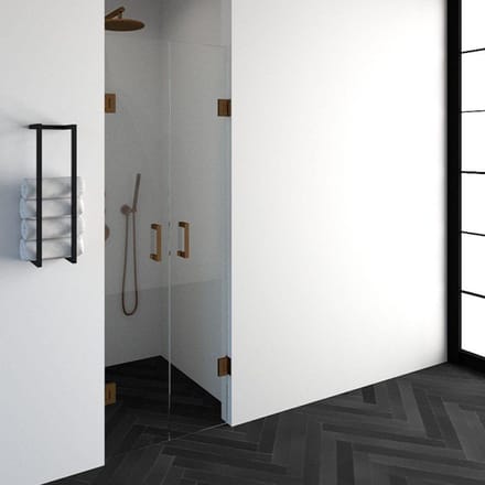 Brauer Void - Pendeldeuren - Helder Glas - 70 x 200 cm - incl. Glascoating - PVD Koper Geborsteld