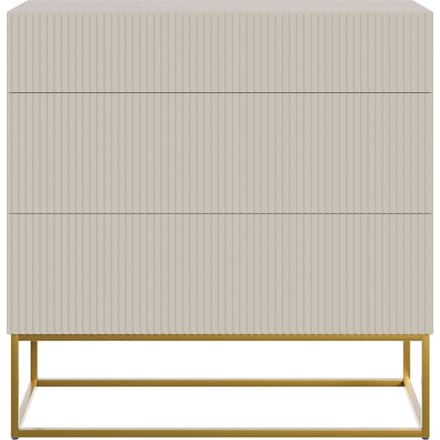 Selsey Veldio - Dressoir 3-lades 90 cm - Grijsbeige met gouden poten
