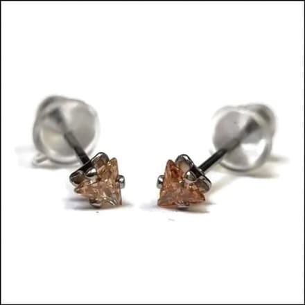 Rvs sieraden - Oorbellen - mini studs met zirkonia - 3mm -champagne