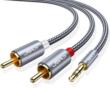 3,5 mm naar 2RCA Audio Y-kabel - 2M Nylon Gevlochten Stereo Adapter