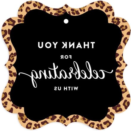 Verjaardagslabels - Cadeaulabels Feestartikelen - Geschenken Decoreren - Elegant Frame Ontwerp - 24 stuks - Luipaardprint