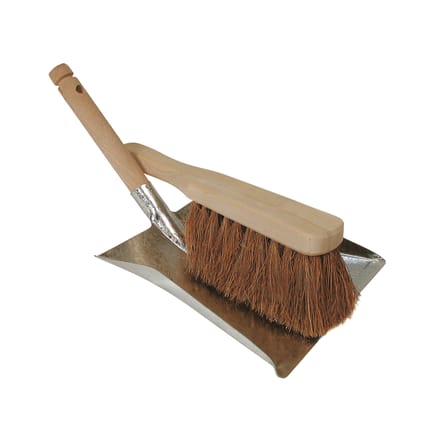 Luva stoffer en blik met houten handveger kokos - schoonmaakset bruin.