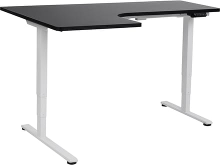 DESTINES - Elektrisch bureau - Wit/Zwart - Linkszijdig - Vezelplaat