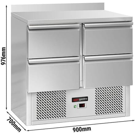 GGM Gastro Kühltisch ECO - 900x700mm - 4 Schubladen - Aufkantung