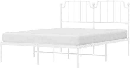 Bedframe met hoofdbord - Ledikant metaal - Slaapkamer inrichten - Robuuste metalen constructie - 150x200 cm - Wit