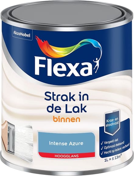 Flexa - Strak In De Lak Binnenlak Hoogglans - Intense Azure - Mengverf - 1 L
