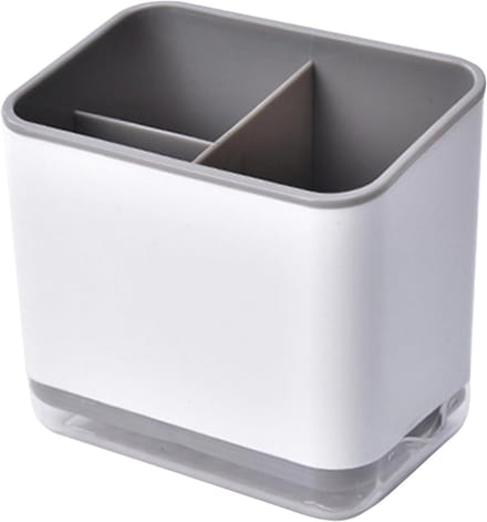 QTTVBTNA -Kitchen Utensil Holder, Utensil Holder, Multi-Function Cutlery Rack with 3 Compartments for Draining Cutlery (Grey)