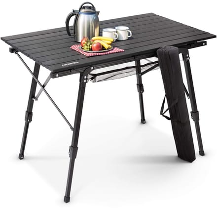 Arebos roltafel camping klaptafel 90 x 51,5 cm - aluminium - zwart