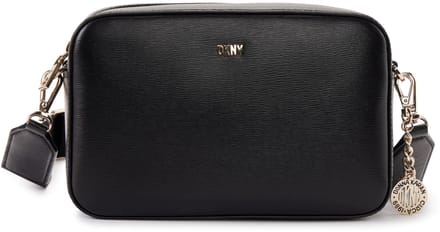 DKNY Leren Schoudertas Bryant Park Camera Bag Black / Gold Zwart