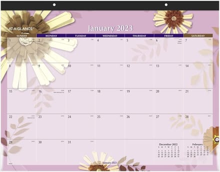 Bureaukalender Maandpad - Bureauplanner Jaar - Planning Werk - Bloemen Design - 21-3/4 x 17