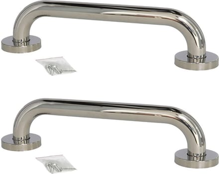 Gerimport Douche handgreep - 2x stuks - RVS - wandbeugel - douchebeugel - zilverkleurig - 30 cm