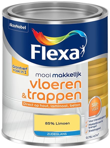 Flexa - Mooi Makkelijk Vloeren & Trappen Zijdeglans - 85% Limoen - Mengverf - 750 Ml