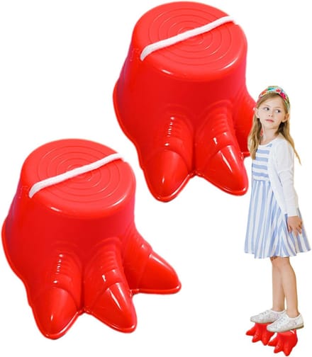 Kinder Stelten - Loopstokken Speelgoed - Balans Trainen - Antislip Voetvorm - 15x8.5x12cm - Rood