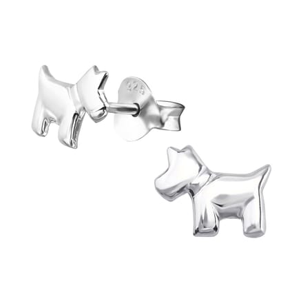 Montebello Oorbellen Hondje - 925 Zilver E-Coating - Westie / dier - 8x6mm