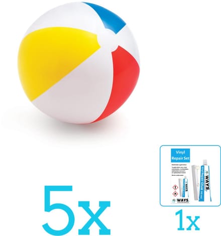 Intex Opblaasbare Strandbal Glossy - Medium - 51 cm - 59020NP - Diameter 51 cm - Volumebundel - Strandbal - 5-delig